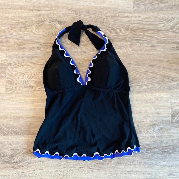 Y2K lettuce trim hem swim halter top - Picture 1 of 3